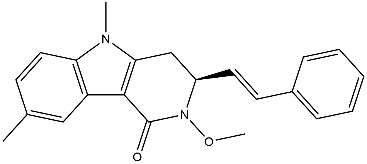 (3S)-2,3,4,5-Tetrahydro-2-methoxy-5,8-dimethyl-3-[(1E)-2-phenylethenyl]-1H-pyrido[4,3-b]indol-1-one Structure