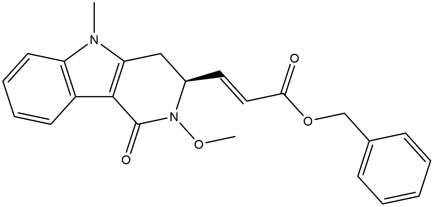 Phenylmethyl (2E)-3-[(3S)-2,3,4,5-tetrahydro-2-methoxy-5-methyl-1-oxo-1H-pyrido[4,3-b]indol-3-yl]-2-propenoate Structure