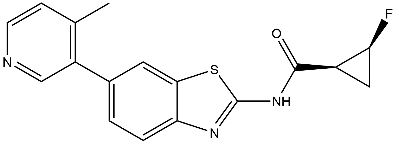 (1S,2S)-2-Fluoro-N-[6-(4-methyl-3-pyridinyl)-2-benzothiazolyl]cyclopropanecarboxamide Structure