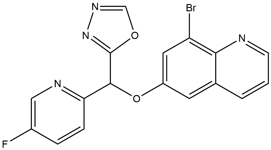 8-bromo-6-[(5-fluoropyridin-2-yl)(1,3,4-oxadiazol-2
-yl)methoxy]quinoline 구조식 이미지
