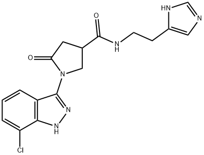 3-Pyrrolidinecarboxamide, 1-(7-chloro-1H-indazol-3-yl)-N-[2-(1H-imidazol-5-yl)ethyl]-5-oxo- Structure