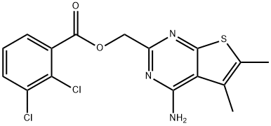 (4-Amino-5,6-dimethylthieno[2,3-d]pyrimidin-2-yl)methyl 2,3-dichlorobenzoate 구조식 이미지