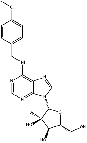 N6-(4-Methoxybenzyl)-2'-C-methyl adenosine 구조식 이미지