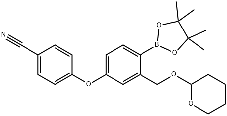 Benzonitrile, 4-[3-[[(tetrahydro-2H-pyran-2-yl)oxy]methyl]-4-(4,4,5,5-tetramethyl-1,3,2-dioxaborolan-2-yl)phenoxy]- Structure