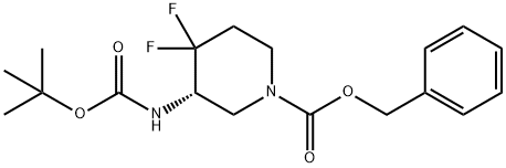 tert-butyl (S)-1-((benzyloxy)carbonyl)-4,4-difluoropiperidin-3-ylcarbamate 구조식 이미지