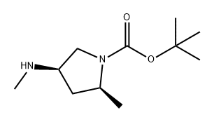 1-Pyrrolidinecarboxylic acid, 2-methyl-4-(methylamino)-, 1,1-dimethylethyl ester, (2S,4R)- 구조식 이미지