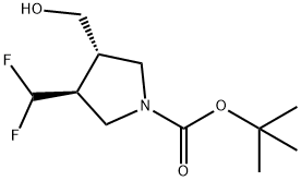 1-Pyrrolidinecarboxylic acid, 3-(difluoromethyl)-4-(hydroxymethyl)-, 1,1-dimethylethyl ester, (3S,4S)- 구조식 이미지