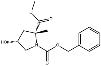 1,2-Pyrrolidinedicarboxylic acid, 4-hydroxy-2-methyl-, 2-methyl 1-(phenylmethyl) ester, (2R,4R)- Structure