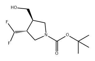 1-Pyrrolidinecarboxylic acid, 3-(difluoromethyl)-4-(hydroxymethyl)-, 1,1-dimethylethyl ester, (3R,4R)- Structure