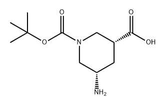 1,3-Piperidinedicarboxylic acid, 5-amino-, 1-(1,1-dimethylethyl) ester, (3R,5S)- Structure