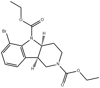 1H-Pyrido[4,3-b]indole-2,5-dicarboxylic acid, 6-bromo-3,4,4a,9b-tetrahydro-, 2,5-diethyl ester, (4aS,9bR)- Structure