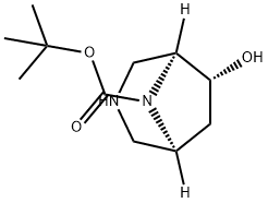 3,8-Diazabicyclo[3.2.1]octane-8-carboxylic acid, 6-hydroxy-, 1,1-dimethylethyl ester, (1S,5S,6R)- Structure