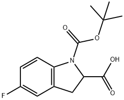 1H-?Indole-?1,?2-?dicarboxylic acid, 5-?fluoro-?2,?3-?dihydro-?, 1-?(1,?1-?dimethylethyl) ester Structure