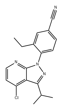 Benzonitrile, 4-[4-chloro-3-(1-methylethyl)-1H-pyrazolo[3,4-b]pyridin-1-yl]-3-ethyl- Structure