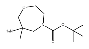 1,4-Oxazepine-4(5H)-carboxylic acid, 6-aminotetrahydro-6-methyl-, 1,1-dimethylethyl ester 구조식 이미지