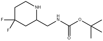 Carbamic acid,N-[(4,4-difluoro-2-piperidinyl)methyl]-, 1,1-dimethylethyl ester Structure