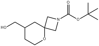 5-Oxa-2-azaspiro[3.5]nonane-2-carboxylic acid, 8-(hydroxymethyl)-, 1,1-dimethylethyl ester Structure