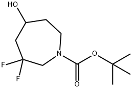 1H-Azepine-1-carboxylic acid, 3,3-difluorohexahydro-5-hydroxy-, 1,1-dimethylethyl ester Structure