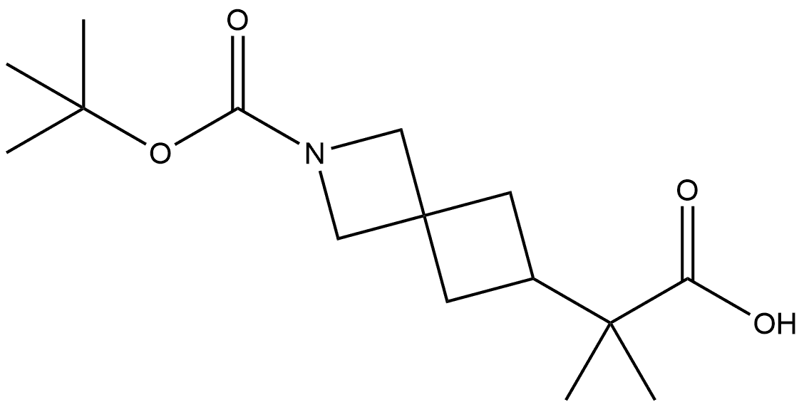 2-Azaspiro[3.3]heptane-6-acetic acid, 2-[(1,1-dimethylethoxy)carbonyl]-α,α-dimethyl- Structure