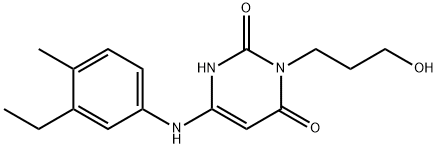 2,4(1H,3H)-Pyrimidinedione, 6-[(3-ethyl-4-methylphenyl)amino]-3-(3-hydroxypropyl)- Structure