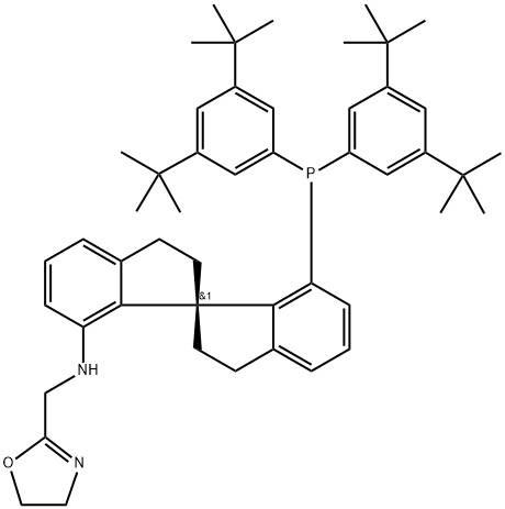 2-Oxazolemethanamine, N-[(1'R)-7'-[bis[3,5-bis(1,1-dimethylethyl)phenyl]phosphino]-2,2',3,3'-tetrahydro-1,1'-spirobi[1H-inden]-7-yl]-4,5-dihydro- Structure