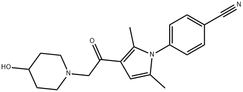 Benzonitrile, 4-[3-[2-(4-hydroxy-1-piperidinyl)acetyl]-2,5-dimethyl-1H-pyrrol-1-yl]- Structure