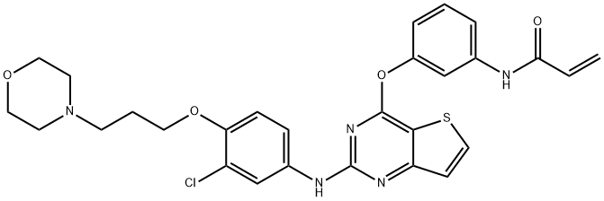 2-Propenamide, N-[3-[[2-[[3-chloro-4-[3-(4-morpholinyl)propoxy]phenyl]amino]thieno[3,2-d]pyrimidin-4-yl]oxy]phenyl]- Structure