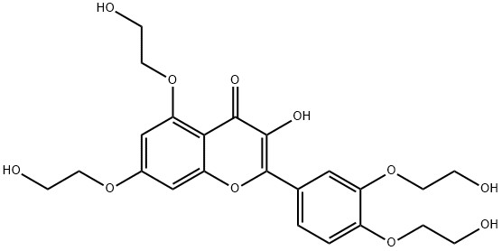 4H-1-Benzopyran-4-one, 2-[3,4-bis(2-hydroxyethoxy)phenyl]-3-hydroxy-5,7-bis(2-hydroxyethoxy)- Structure