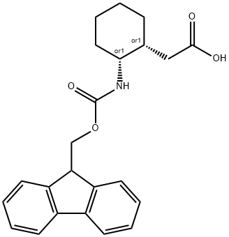 Cyclohexaneacetic acid, 2-[[(9H-fluoren-9-ylmethoxy)carbonyl]amino]-, (1R,2R)-rel- 구조식 이미지