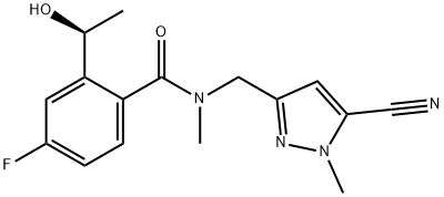 Benzamide, N-[(5-cyano-1-methyl-1H-pyrazol-3-yl)methyl]-4-fluoro-2-[(1S)-1-hydroxyethyl]-N-methyl- Structure