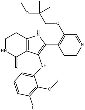 4H-Pyrrolo[3,2-c]pyridin-4-one, 3-[(3-fluoro-2-methoxyphenyl)amino]-1,5,6,7-tetrahydro-2-[3-(2-methoxy-2-methylpropoxy)-4-pyridinyl]- Structure