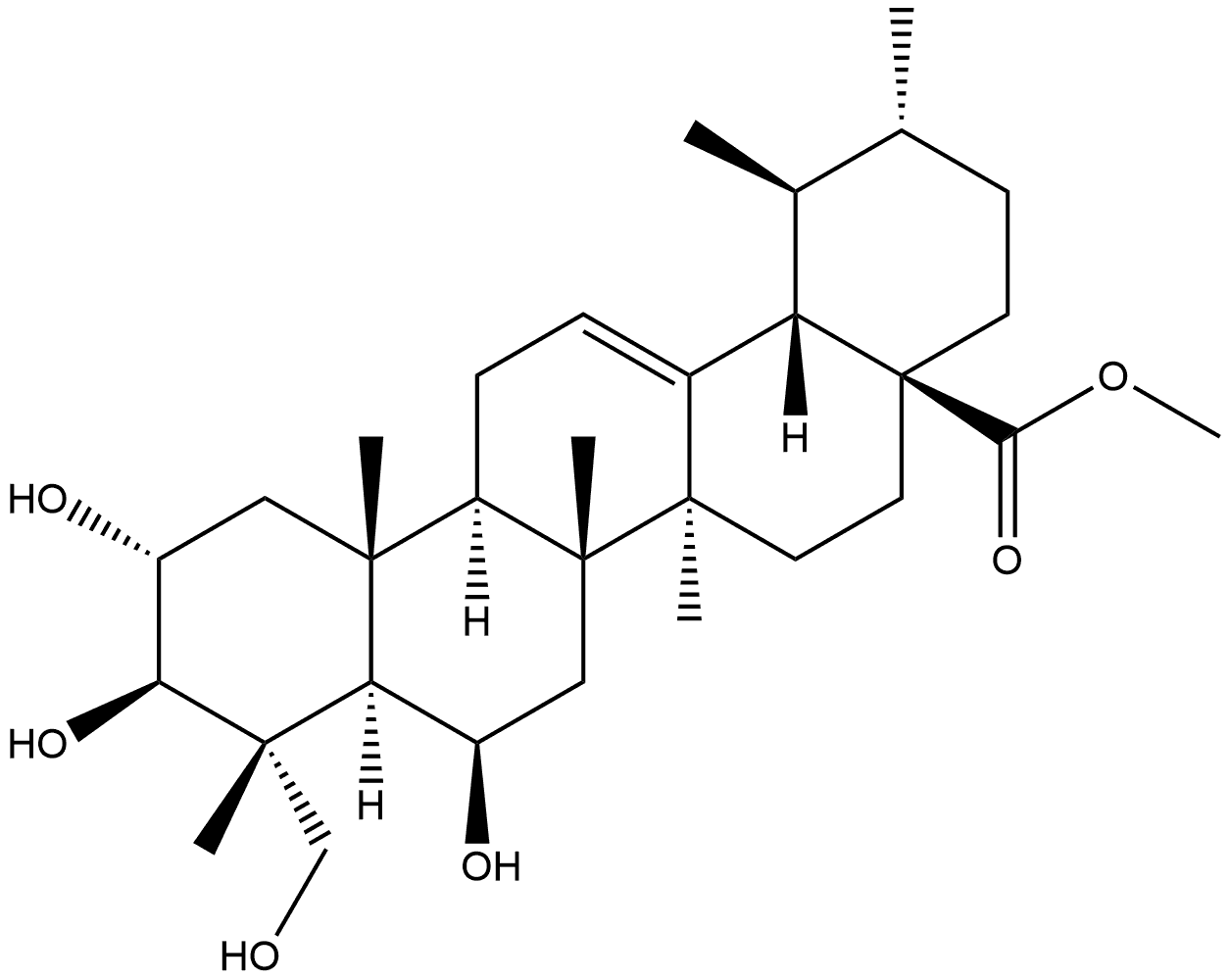 Urs-12-en-28-oic acid, 2,3,6,23-tetrahydroxy-, methyl ester, (2α,3β,4α,6β)- Structure