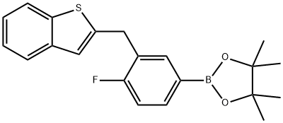 Benzo[b]thiophene, 2-[[2-fluoro-5-(4,4,5,5-tetramethyl-1,3,2-dioxaborolan-2-yl)phenyl]methyl]- Structure