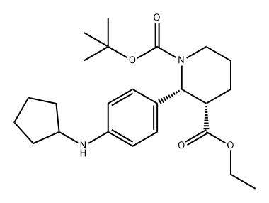 1,3-Piperidinedicarboxylic acid, 2-[4-(cyclopentylamino)phenyl]-, 1-(1,1-dimethylethyl) 3-ethyl ester, (2R,3S)- Structure