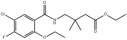 Butanoic acid, 4-[(5-chloro-2-ethoxy-4-fluorobenzoyl)amino]-3,3-dimethyl-, ethyl ester Structure