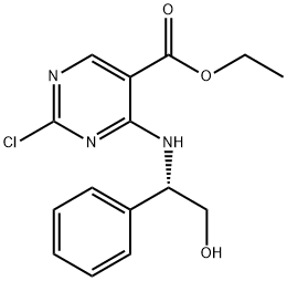 5-Pyrimidinecarboxylic acid, 2-chloro-4-[[(1S)-2-hydroxy-1-phenylethyl]amino]-, ethyl ester Structure