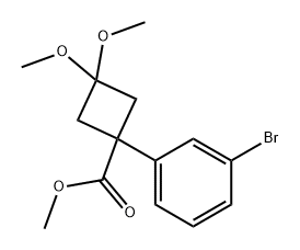 Cyclobutanecarboxylic acid, 1-(3-bromophenyl)-3,3-dimethoxy-, methyl ester Structure
