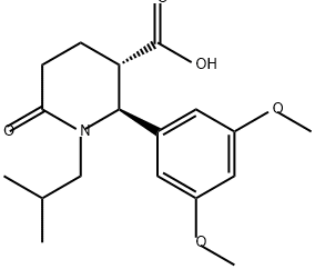 3-Piperidinecarboxylic acid, 2-(3,5-dimethoxyphenyl)-1-(2-methylpropyl)-6-oxo-, (2S,3S)- 구조식 이미지