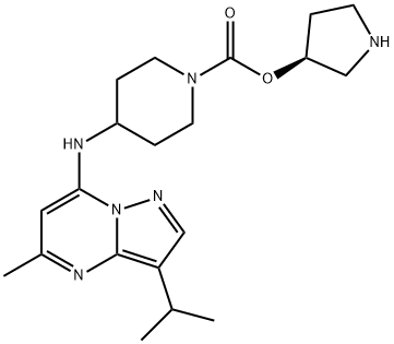 (S)-pyrrolidin-3-yl 4-((3-isopropyl-5-methylpyrazolo[1,5-a]pyrimidin-7-yl)amino)piperidine-1-carboxylate Structure