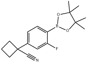 Cyclobutanecarbonitrile, 1-[3-fluoro-4-(4,4,5,5-tetramethyl-1,3,2-dioxaborolan-2-yl)phenyl]- Structure