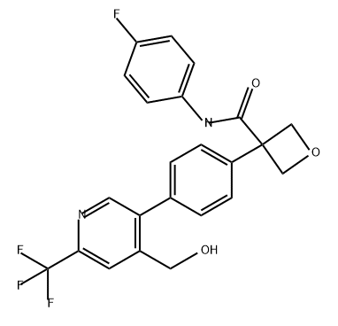 3-Oxetanecarboxamide, N-(4-fluorophenyl)-3-[4-[4-(hydroxymethyl)-6-(trifluoromethyl)-3-pyridinyl]phenyl]- Structure