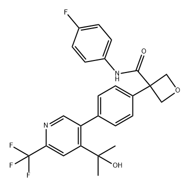 3-Oxetanecarboxamide, N-(4-fluorophenyl)-3-[4-[4-(1-hydroxy-1-methylethyl)-6-(trifluoromethyl)-3-pyridinyl]phenyl]- Structure