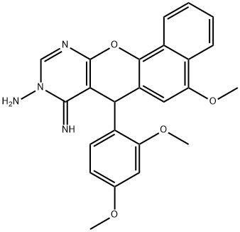 7H-Naphtho[2',1':5,6]pyrano[2,3-d]pyrimidin-9(8H)-amine, 7-(2,4-dimethoxyphenyl)-8-imino-5-methoxy- Structure