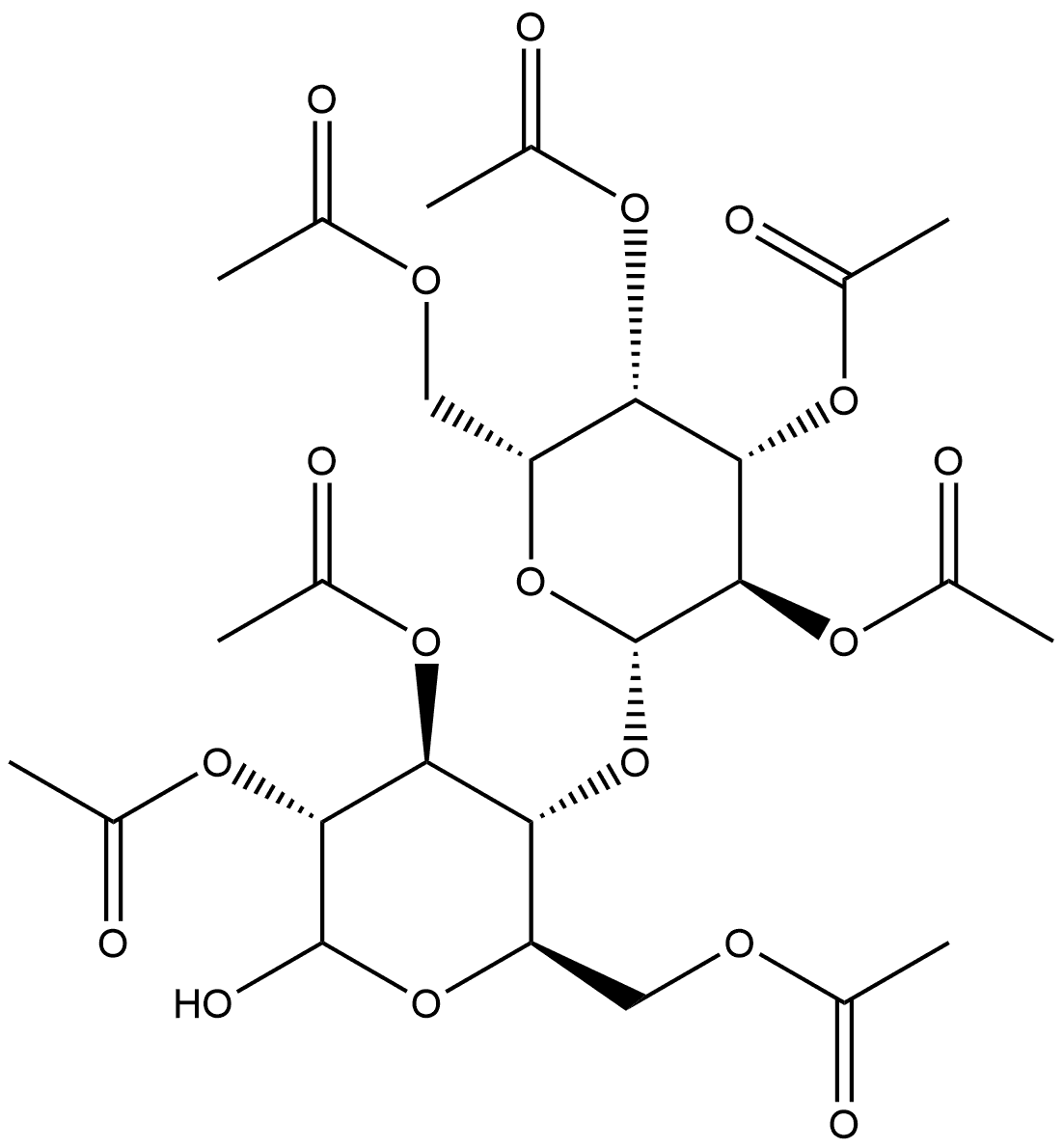 D-Glucopyranose, 4-O-(2,3,4,6-tetra-O-acetyl-β-D-galactopyranosyl)-, 2,3,6-triacetate Structure