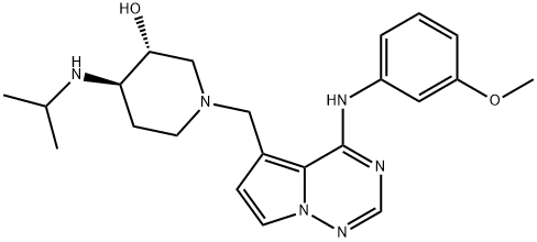 (3R,4R)-4-Isopropylamino-1-4-(3-methoxy-phenylamino)-pyrrolo2,1-f1,2,4triazin-5-ylmethyl-piperidin-3-ol 구조식 이미지