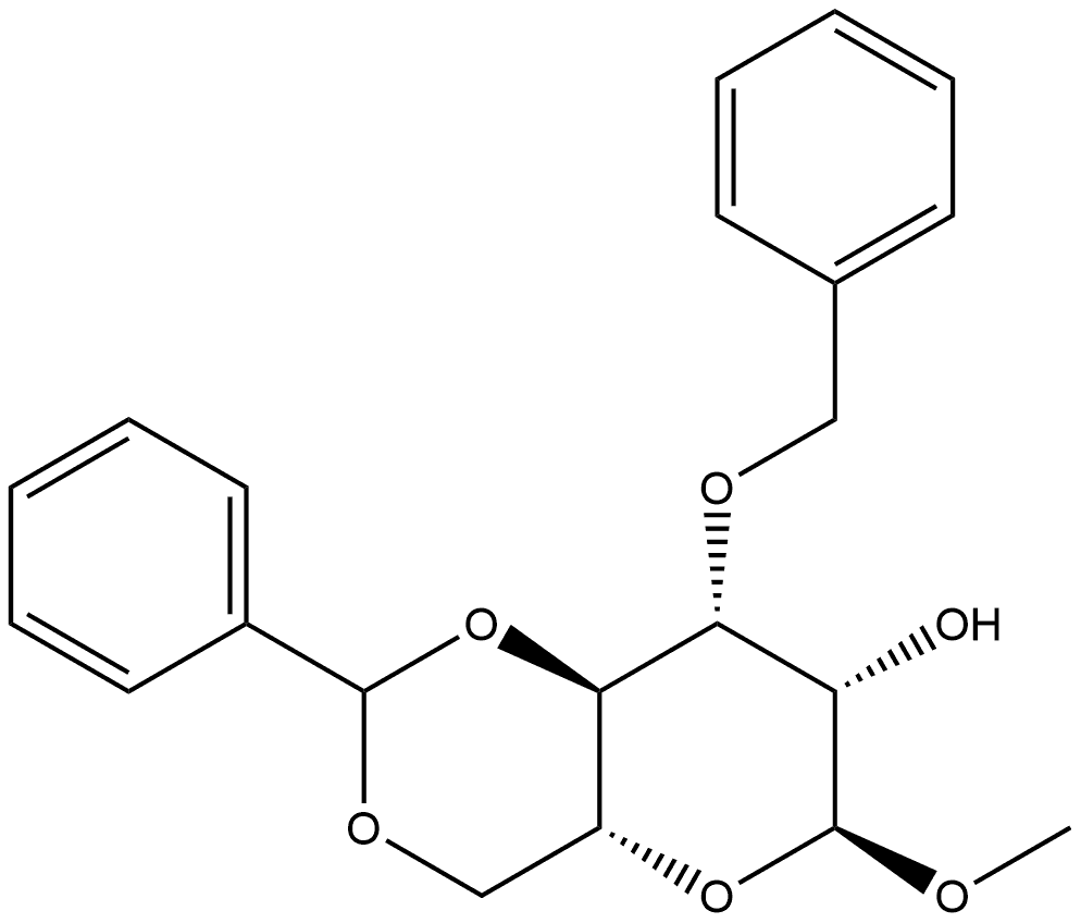 α-D-Mannopyranoside, methyl 3-O-(phenylmethyl)-4,6-O-(phenylmethylene)- 구조식 이미지