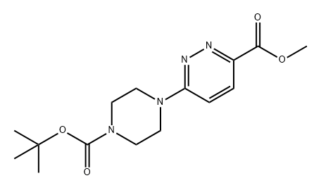 3-Pyridazinecarboxylic acid, 6-[4-[(1,1-dimethylethoxy)carbonyl]-1-piperazinyl]-, methyl ester Structure