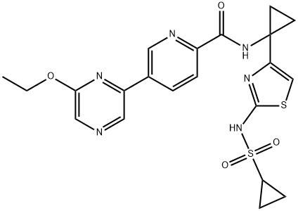 2-Pyridinecarboxamide, N-[1-[2-[(cyclopropylsulfonyl)amino]-4-thiazolyl]cyclopropyl]-5-(6-ethoxy-2-pyrazinyl)- Structure