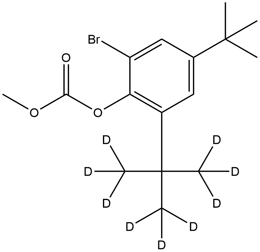 2-bromo-4-(tert-butyl)-6-(2-(methyl-d3)propan-2-yl-1,1,1,3,3,3-d6)phenyl methyl carbonate 구조식 이미지