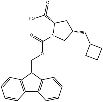 1,2-Pyrrolidinedicarboxylic acid, 4-(cyclobutylmethyl)-, 1-(9H-fluoren-9-ylmethyl) ester, (2S,4S)- Structure